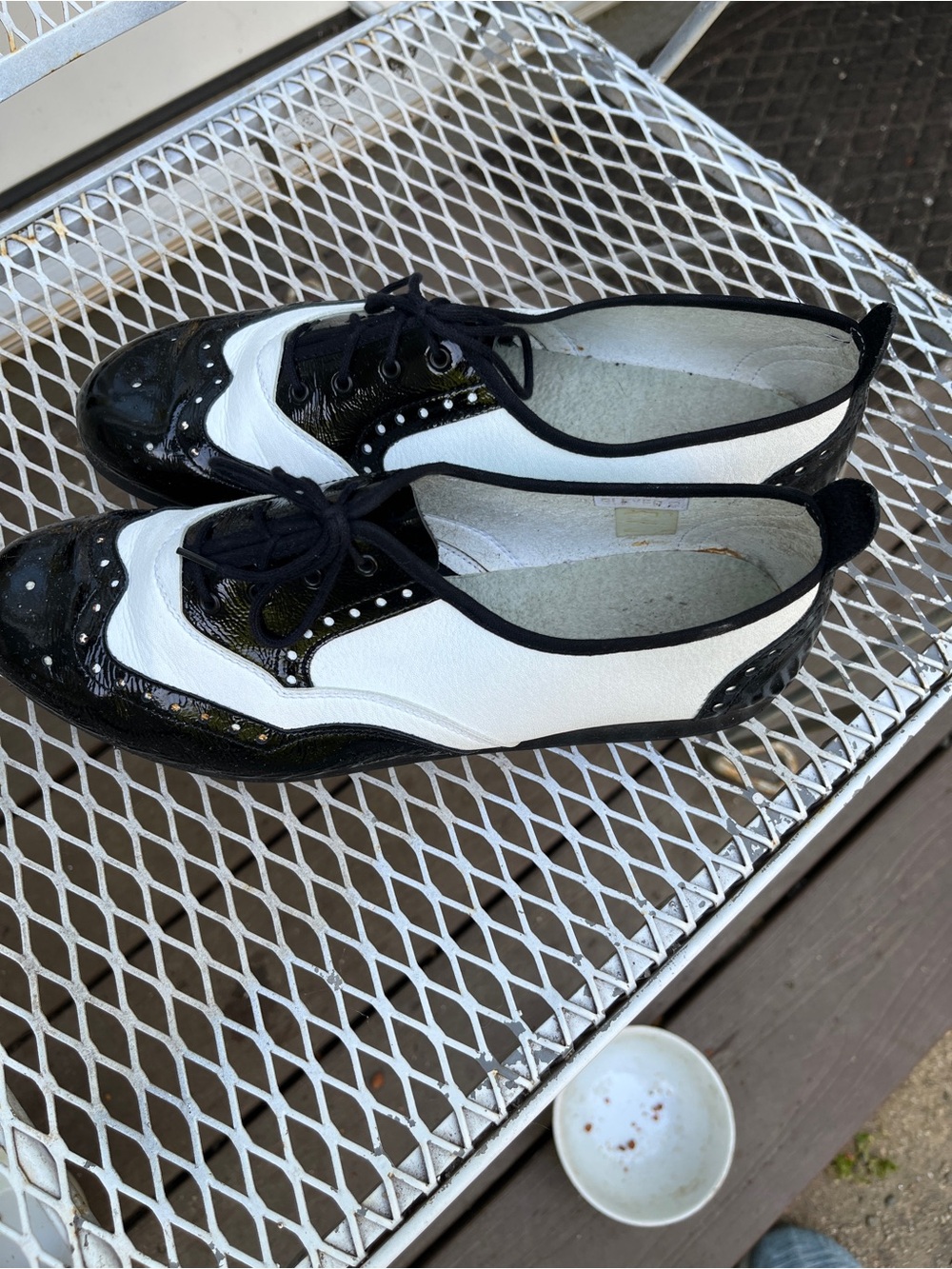 Classic Two-Tone Women's Lace-Up Oxfords in Black and White Dance shoes.  Swing